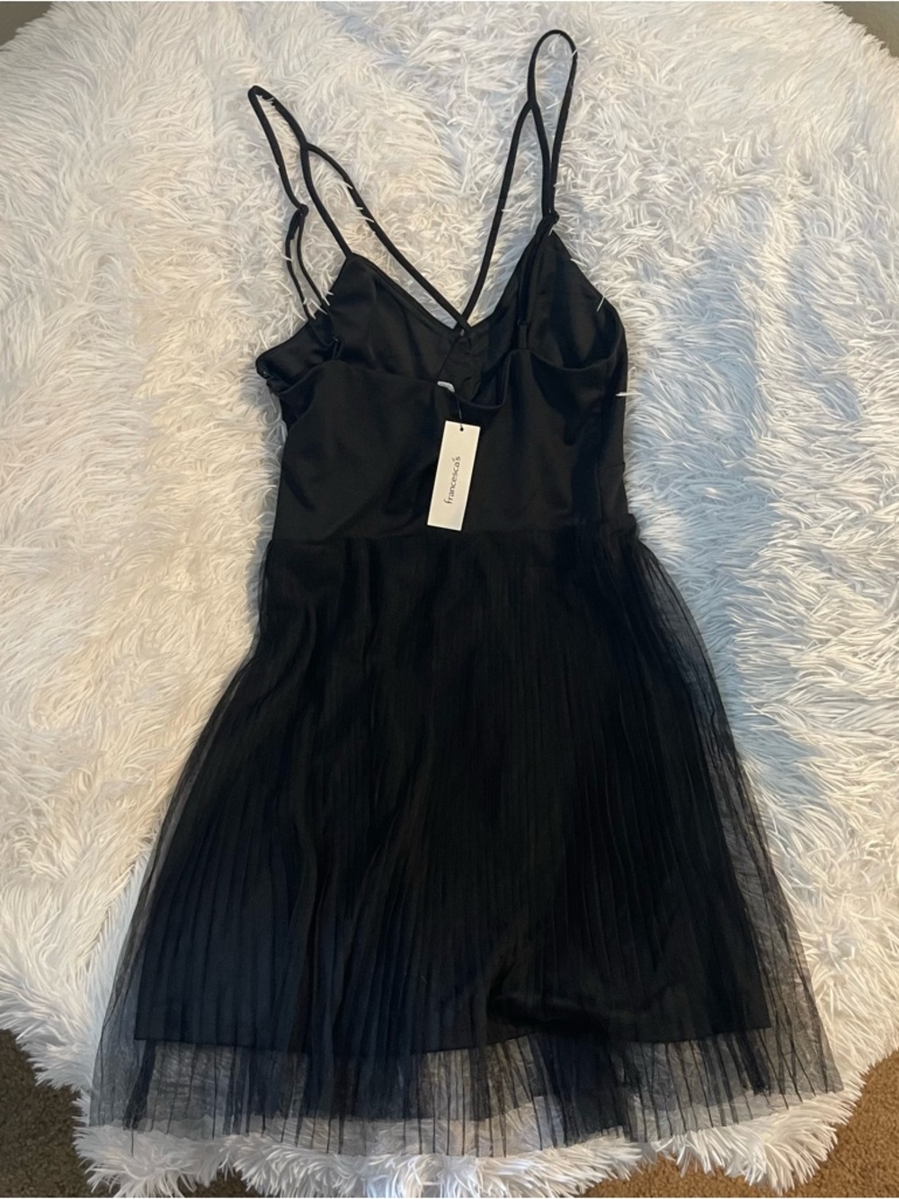 Cute Strappy pleated tulle mesh ballerina black dress - Picture 5 of 5